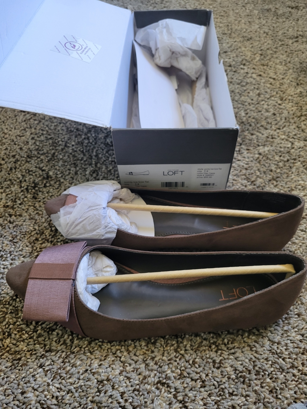 LOFT Dusty Mauve Pointed Bow Flats